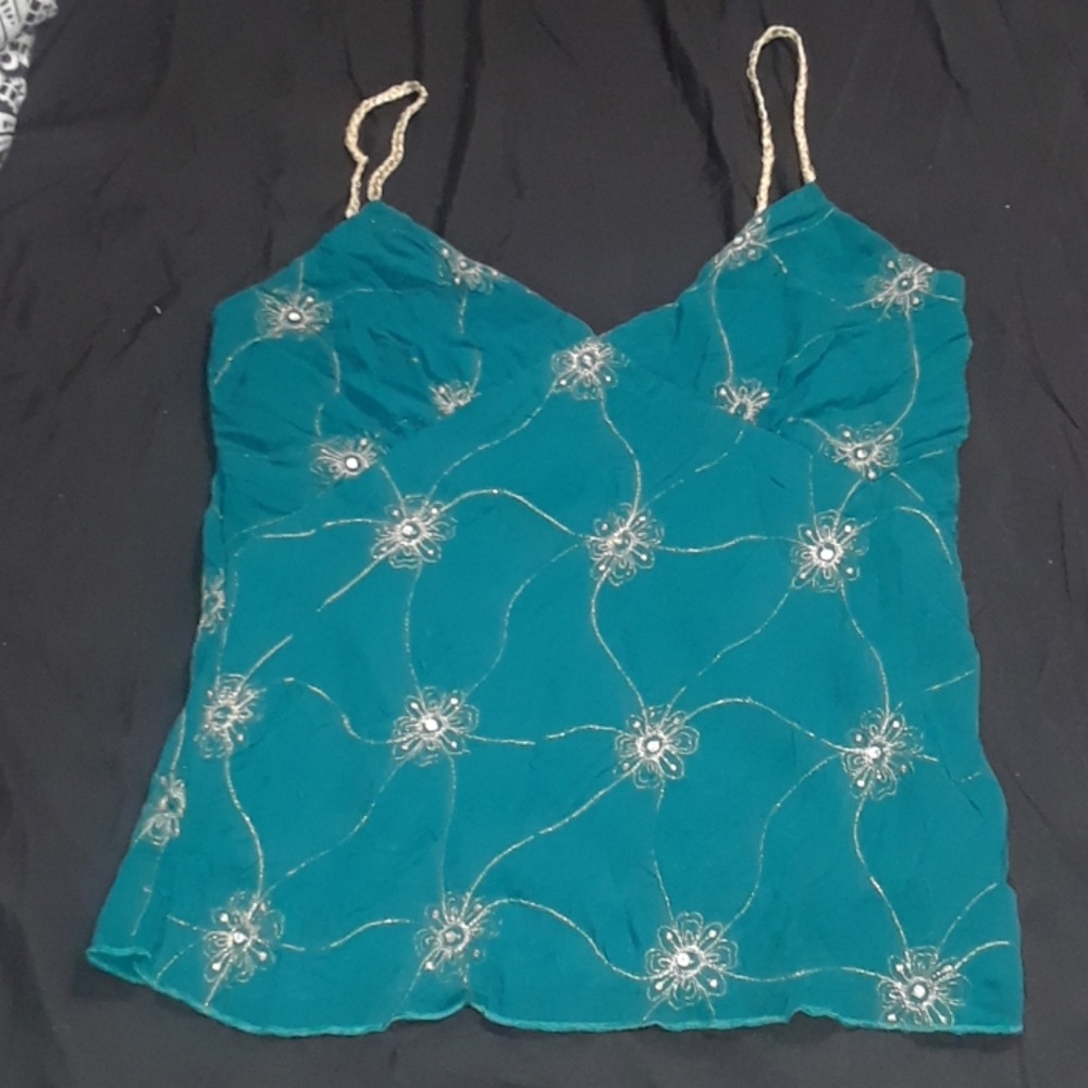 Teal and gold tank top